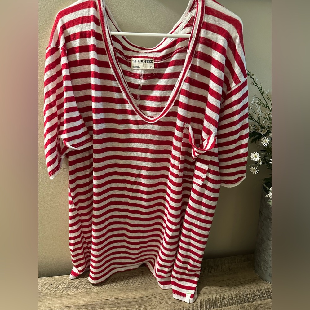 We The Free Striped Red and White Tee